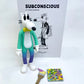 Steven Harrington Subconscious "Gradient" vinyl figure, paint brush, and small canvas painting. 